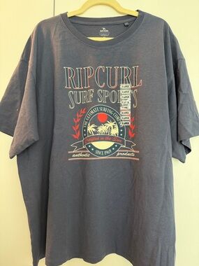 Rip Curl Navy Graphic Short Sleeve Tee with Red & Cream Accents